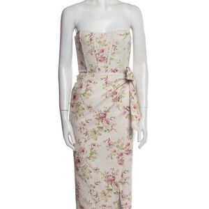 V. Chapman Strapless Floral Dress - Cream and Pink